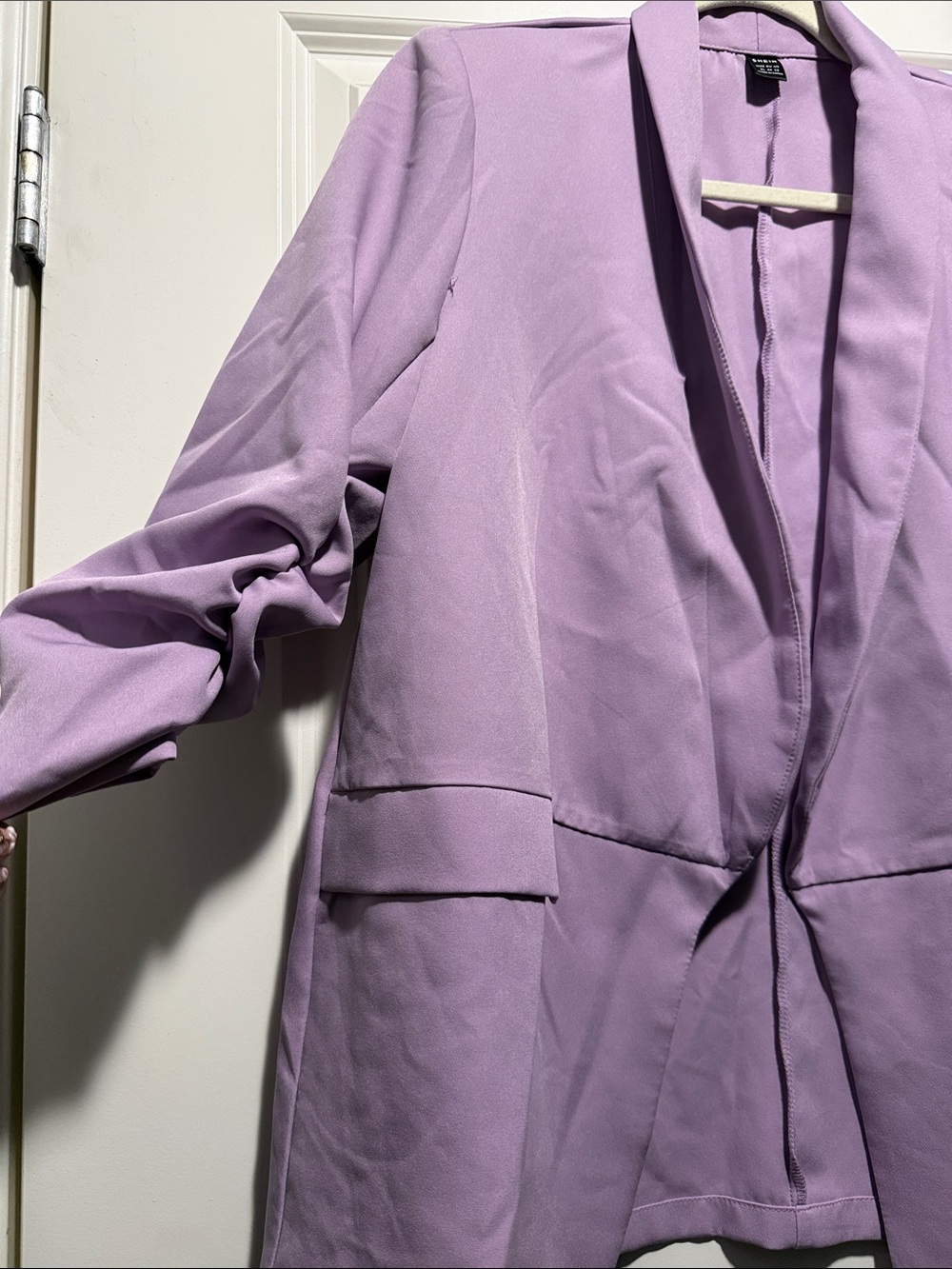 SHEIN Lavender Ruched-Sleeve Open Blazer - Picture 3 of 6